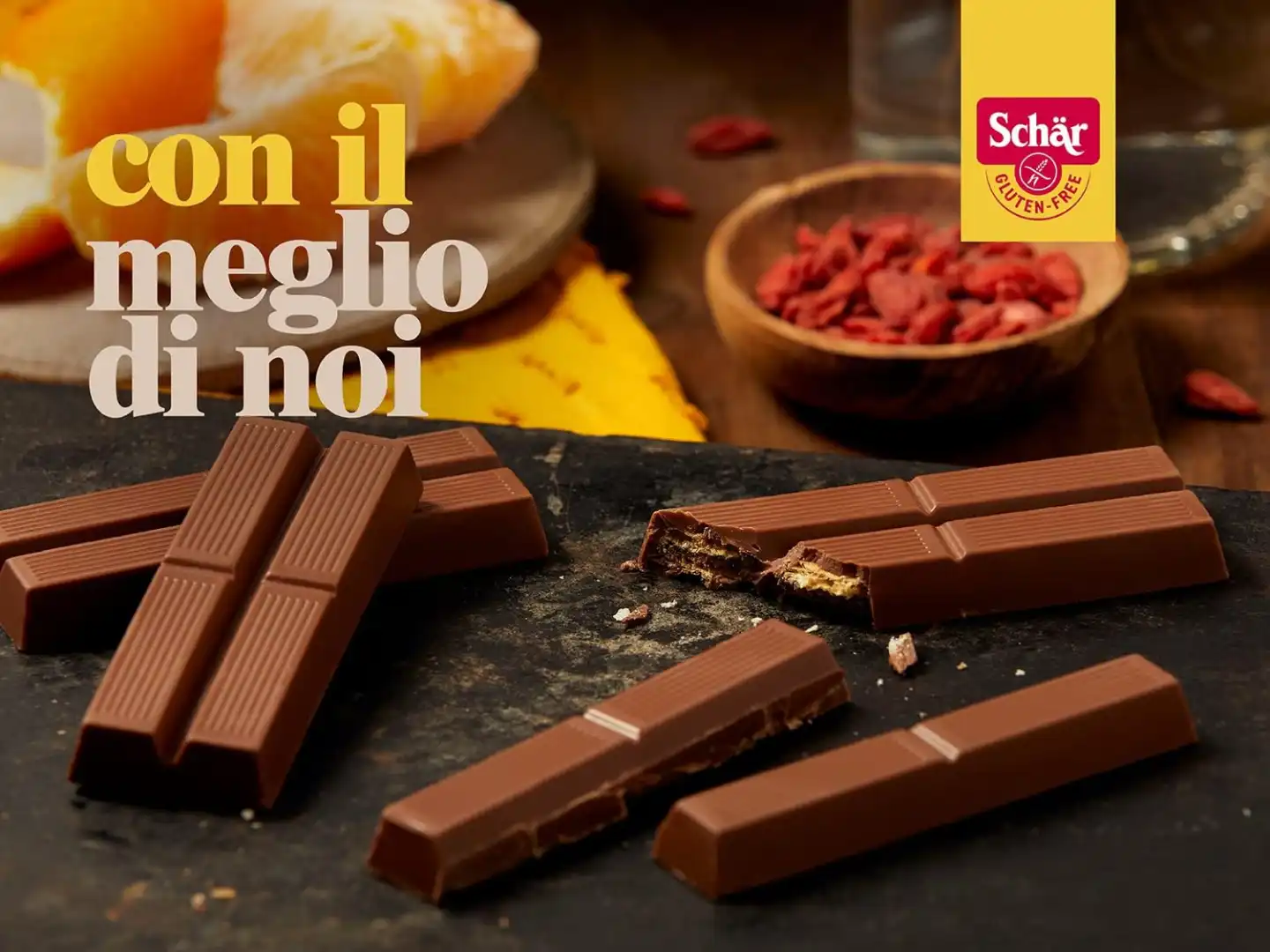 7 Pezzi Schär Twin Bar 64,5g Wafer Al Latte Senza Glutine Vegetariano