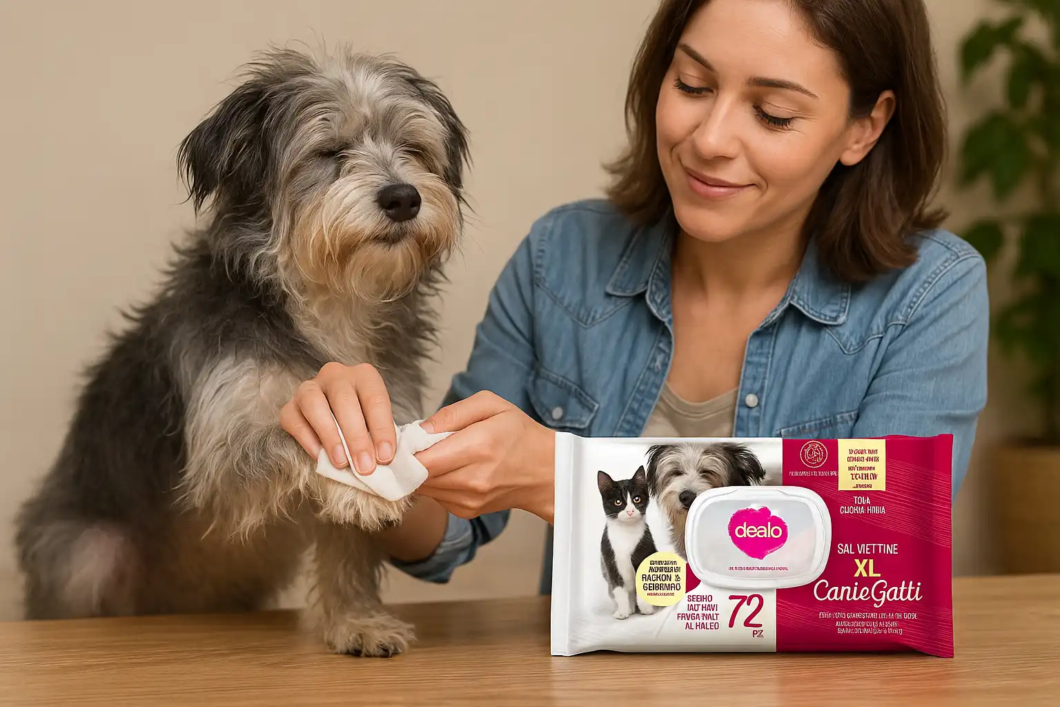 24 Pezzi Dealo Salviettine Cani E Gatti XL 72pz Detergenti Profumate Talco