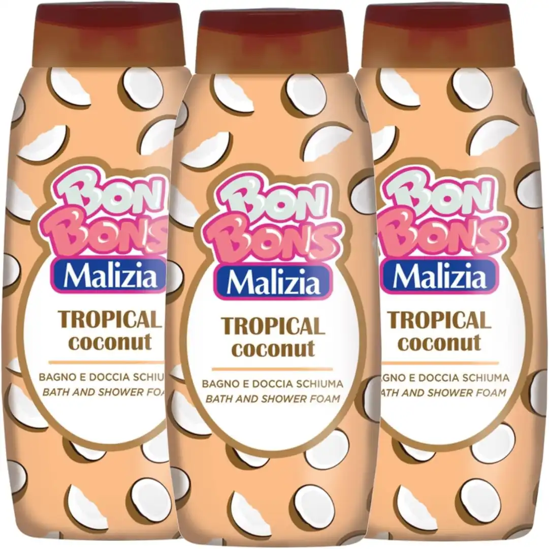 Malizia Bagnodoccia Coconut 3x500ml Profumo Cocco Tropicale Pelle Morbida