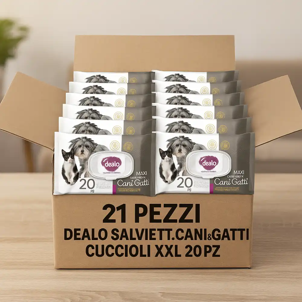21 Pezzi Salviettine Cani e Gatti Cuccioli XXL 20pz Pulizia Pelo e Musetto