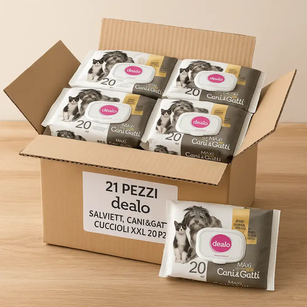 21 Pezzi Salviettine Cani e Gatti Cuccioli XXL 20pz Pulizia Pelo e Musetto