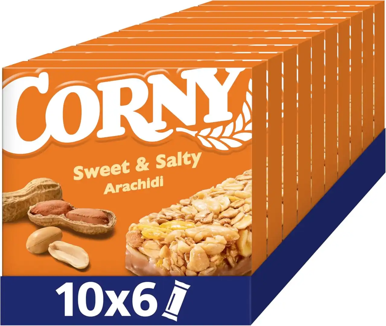 Corny 60 Barrette Cereali Arachidi 25g Snack Dolce Salato Senza Conservanti 10x6