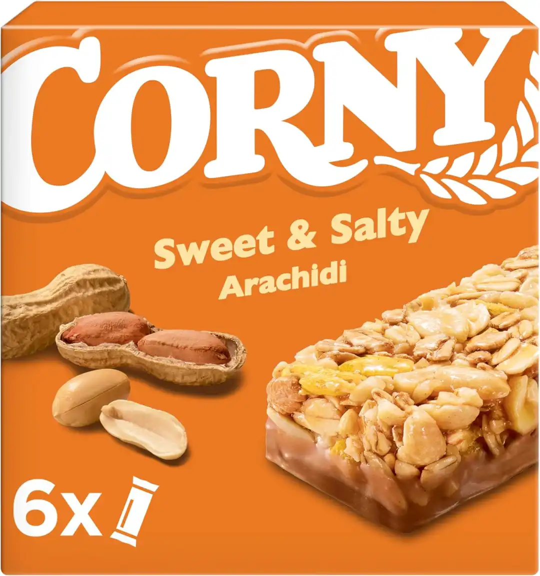 Corny 60 Barrette Cereali Arachidi 25g Snack Dolce Salato Senza Conservanti 10x6