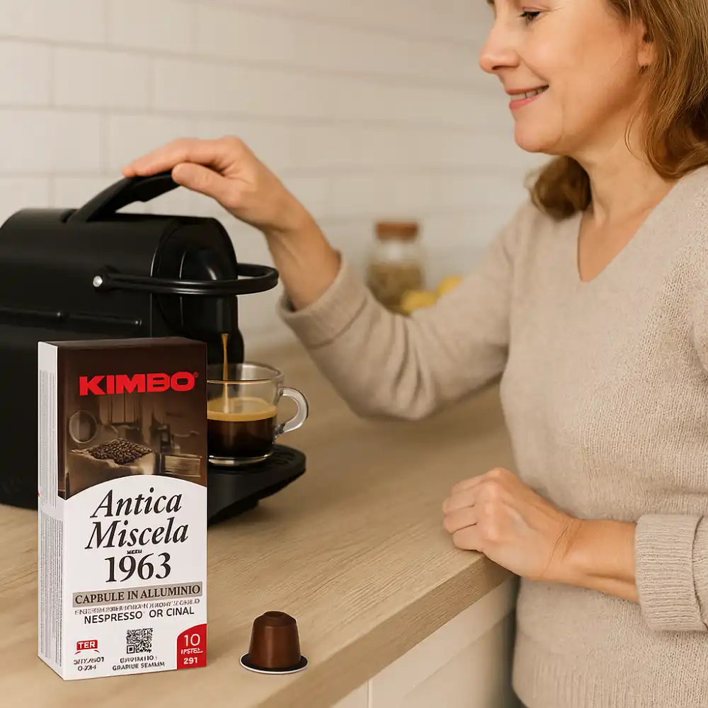 10 Pezzi Capsule Kimbo Antica Miscela Nespresso Original X10 Alluminio