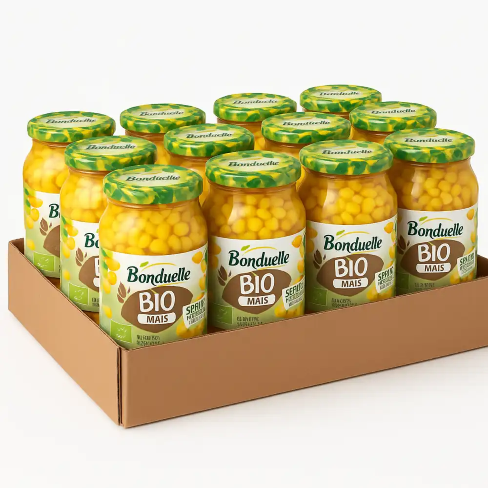 Mais BIO Bonduelle 370g Vetro x12 – Senza Zuccheri Aggiunti, Naturale, 12 Pezzi