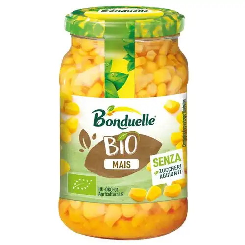 Mais BIO Bonduelle 370g Vetro x12 – Senza Zuccheri Aggiunti, Naturale, 12 Pezzi