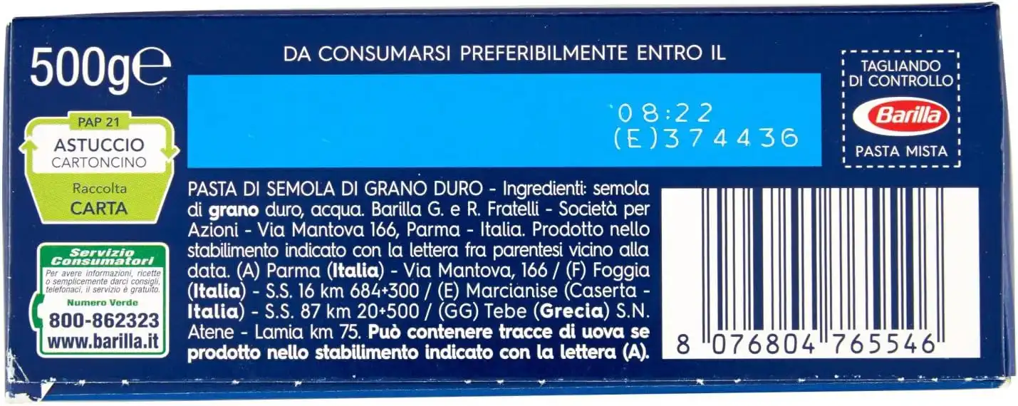 Barilla Pasta Mista n.54 10x500g – Cottura 9 Minuti – Pasta di Semola Italiana