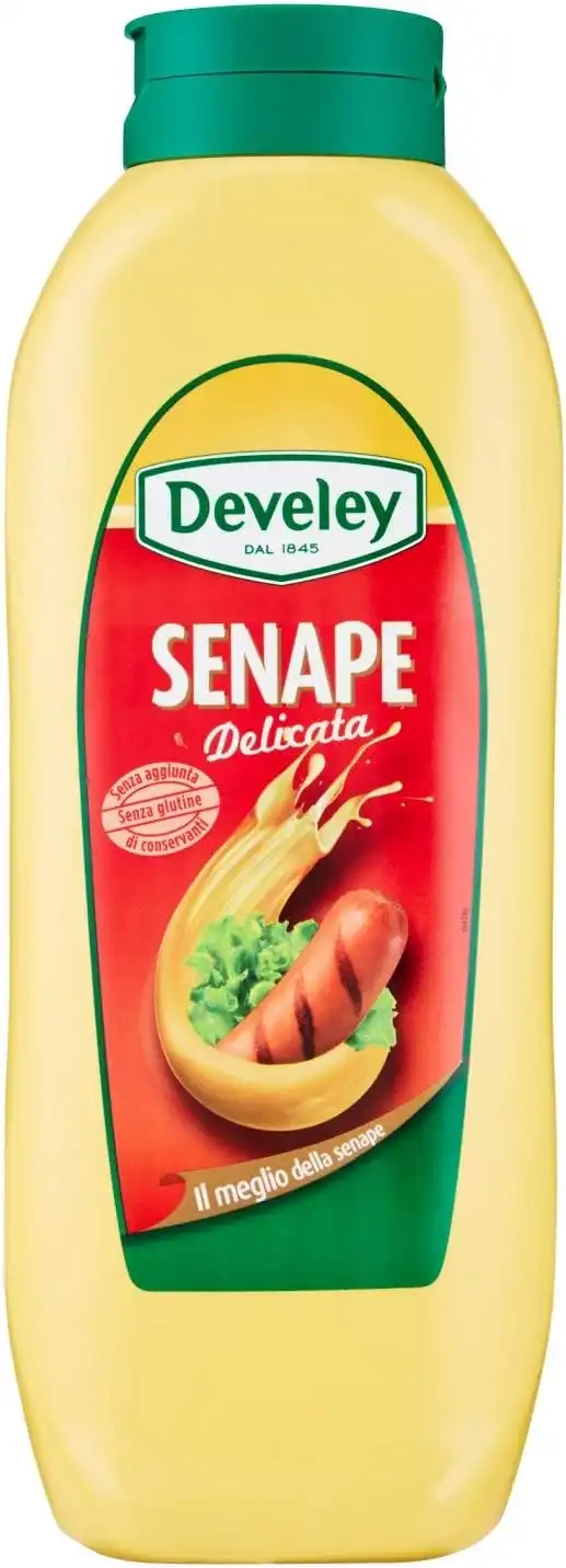 Develey Senape Delicata 875ml Squeeze Top Down – Grande Formato, Senza Glutine