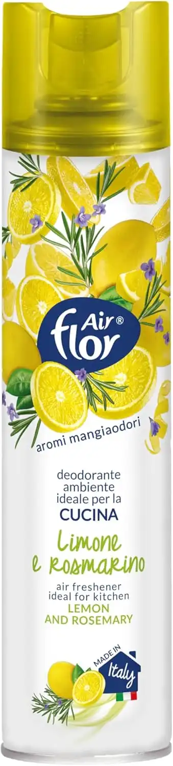 6X Air Flor Deo Ambiente Spray Limone Rosmarino 300Ml Elimina Odori Cucina