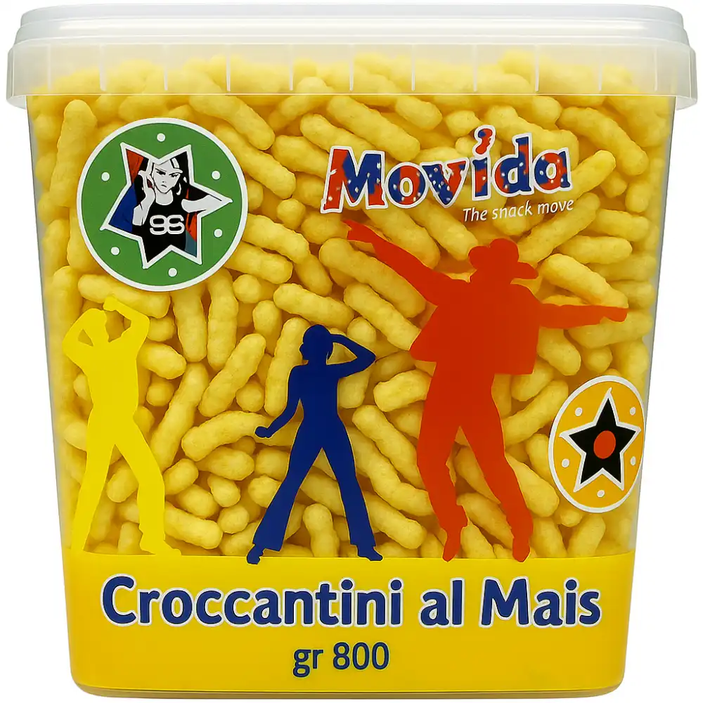 Movida Croccantini al Mais 800g –Snack Croccante e Leggero per Aperitivi e Feste