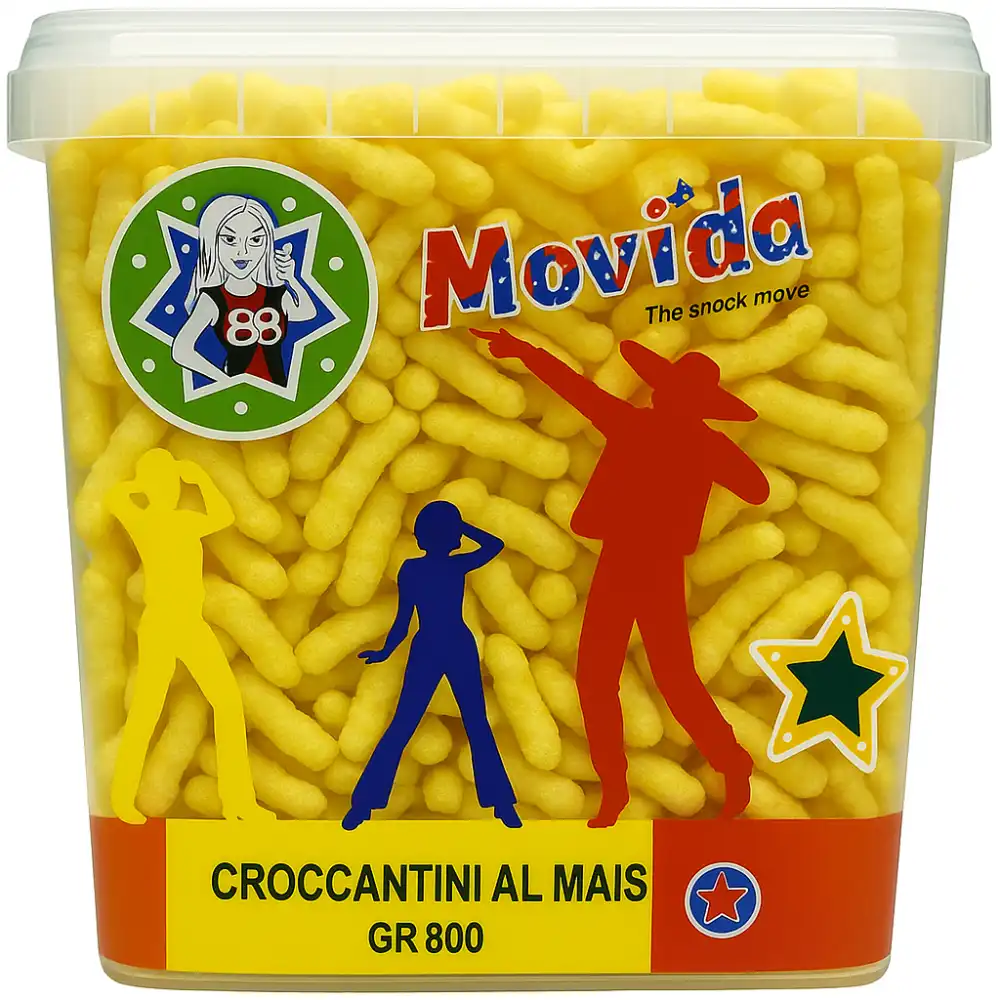 Movida Croccantini al Mais 800g –Snack Croccante e Leggero per Aperitivi e Feste