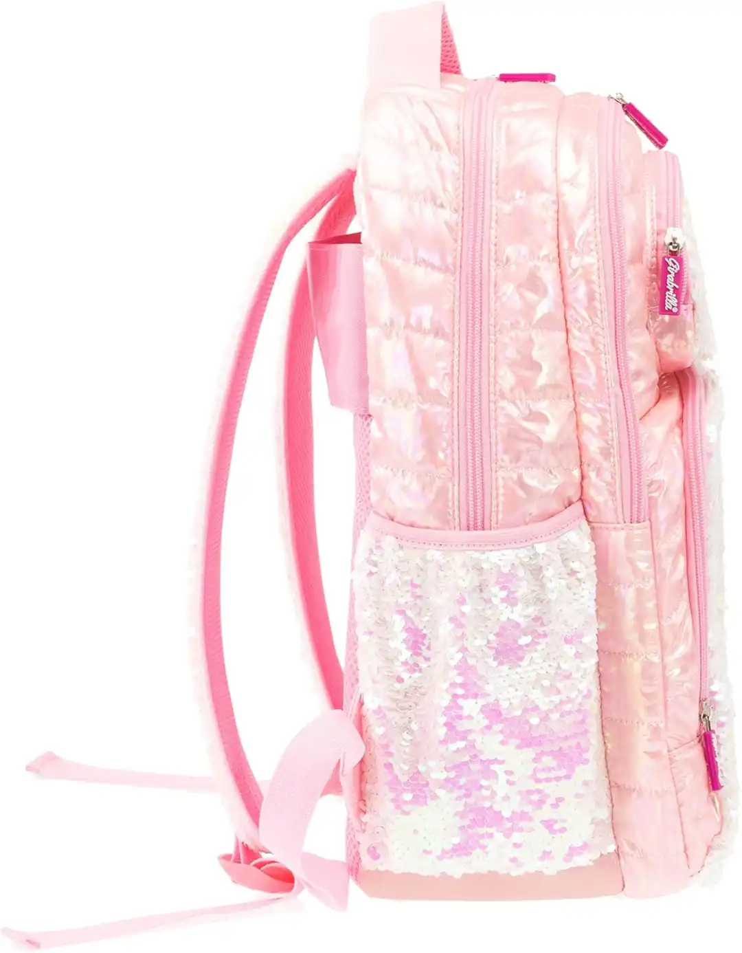 Girabrilla Zaino Scuola Bambine Ragazze Puffer Perlato con Paillettes Bianche