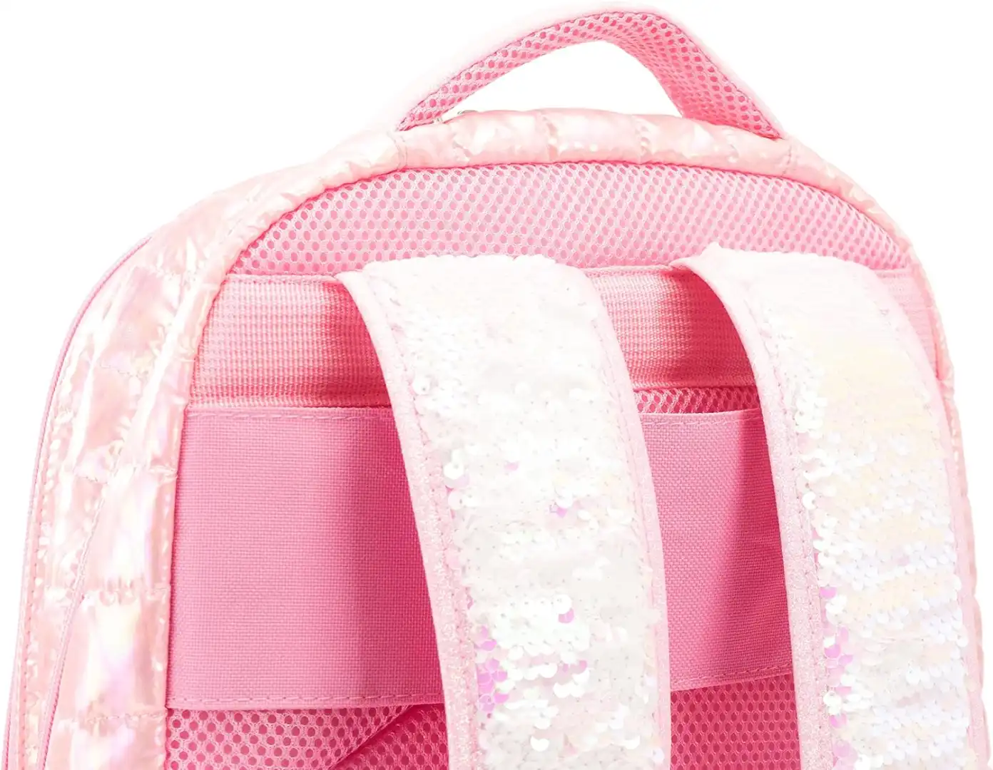 Girabrilla Zaino Scuola Bambine Ragazze Puffer Perlato con Paillettes Bianche