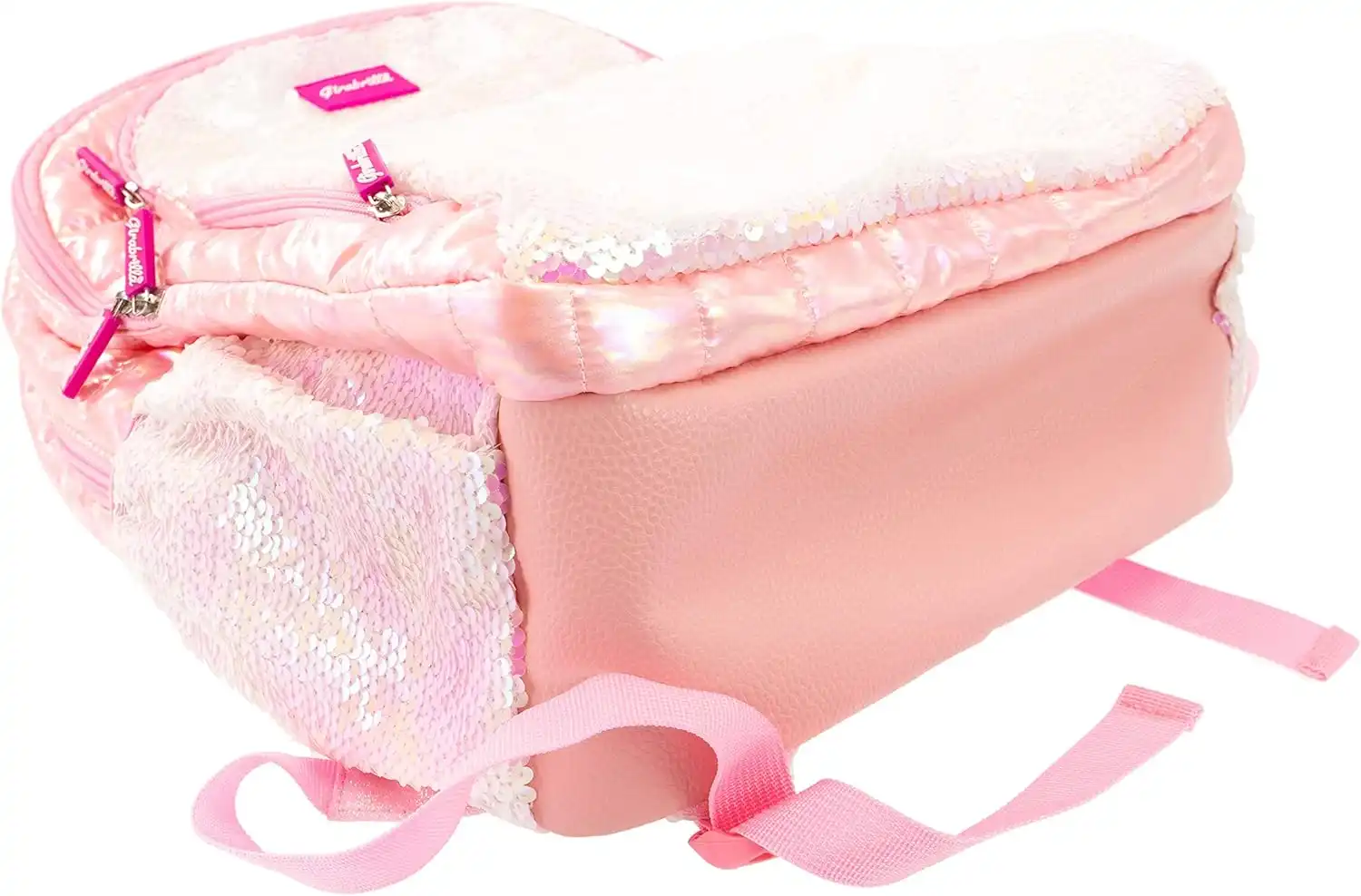 Girabrilla Zaino Scuola Bambine Ragazze Puffer Perlato con Paillettes Bianche