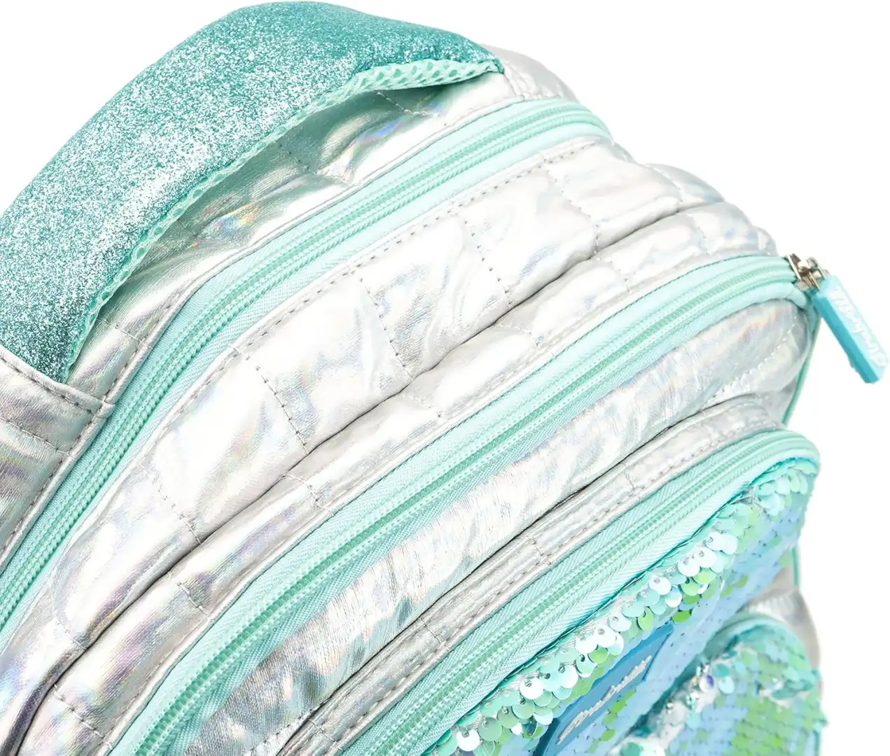 Girabrilla Zaino Scuola Bambine Ragazze Puffer Azzurro Turchese con Paillettes