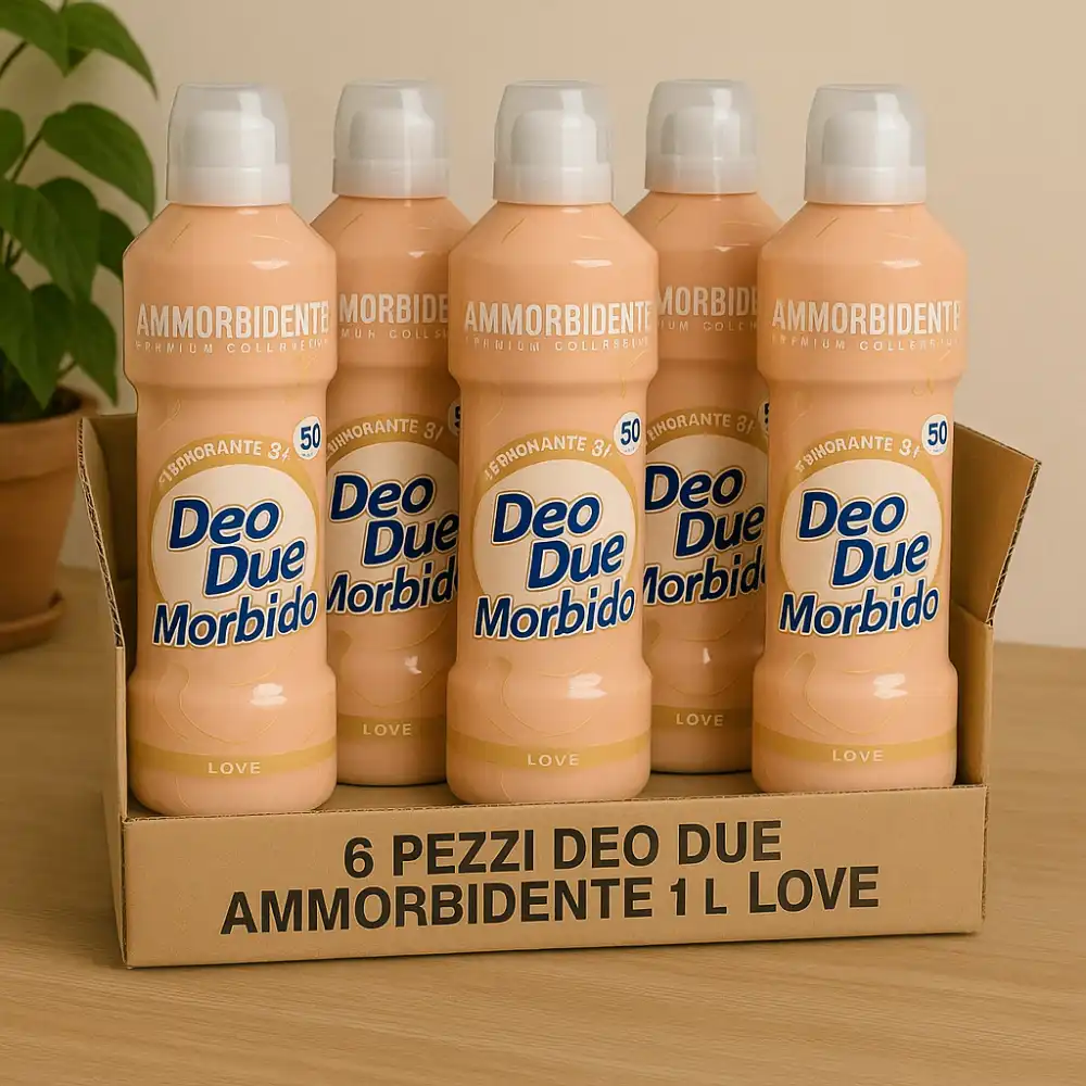 6x Ammorbidente Deo Due Morbido Love 1L – Profumazione Intensa, 50 Lavaggi