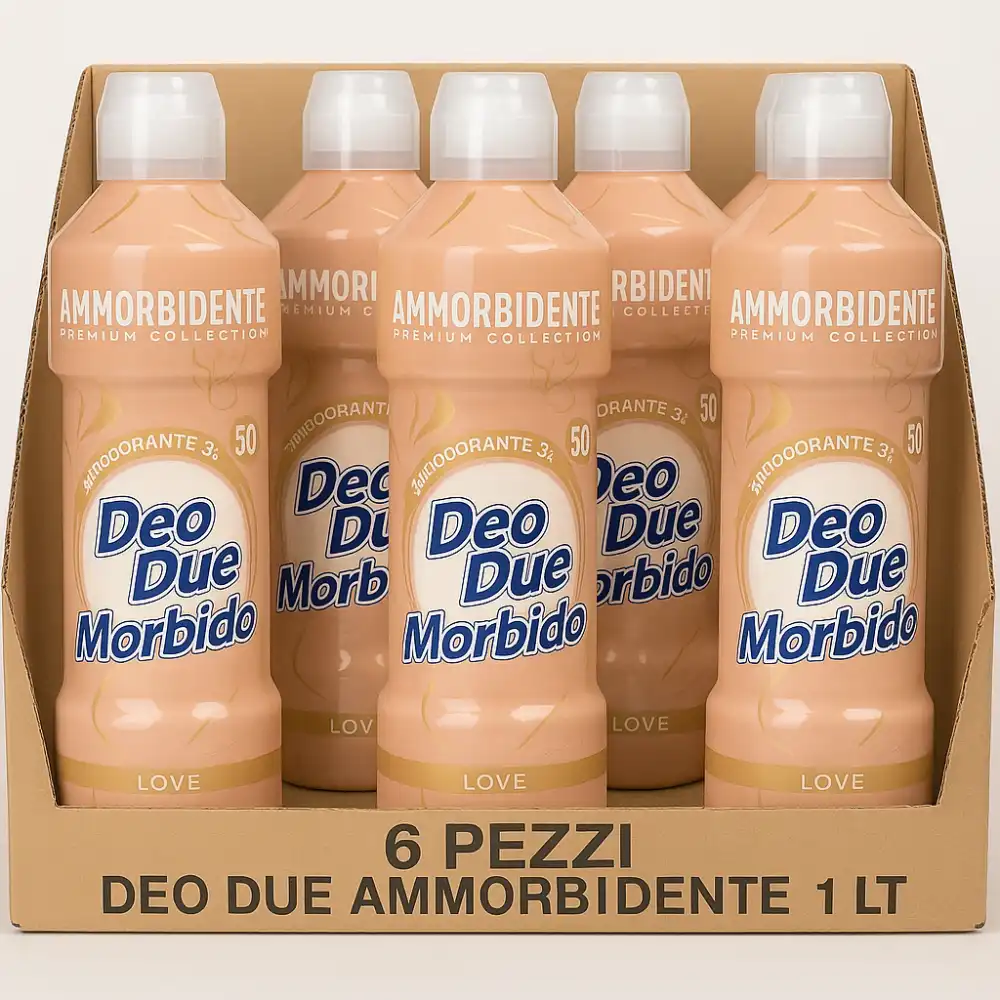 6x Ammorbidente Deo Due Morbido Love 1L – Profumazione Intensa, 50 Lavaggi