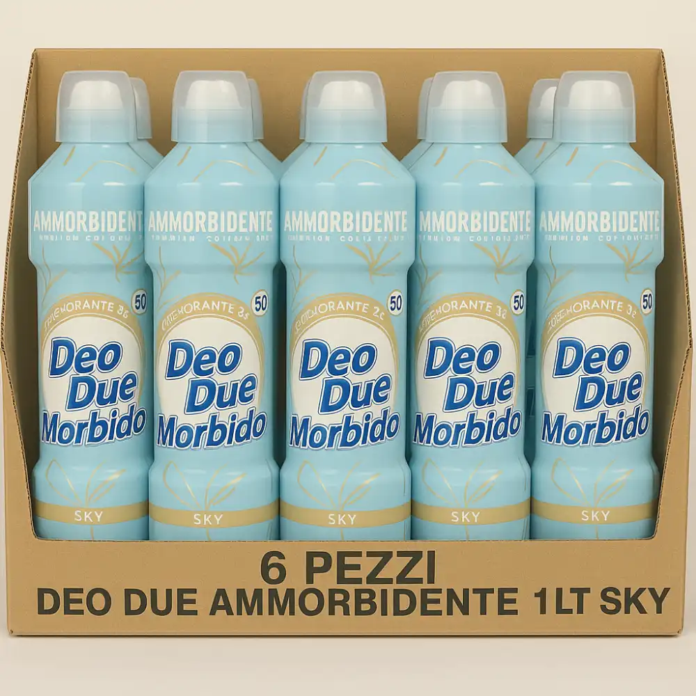 6x Ammorbidente Deo Due Morbido Sky 1L – Profumazione Fresca, 50 Lavaggi