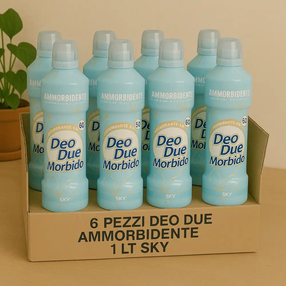 6x Ammorbidente Deo Due Morbido Sky 1L – Profumazione Fresca, 50 Lavaggi