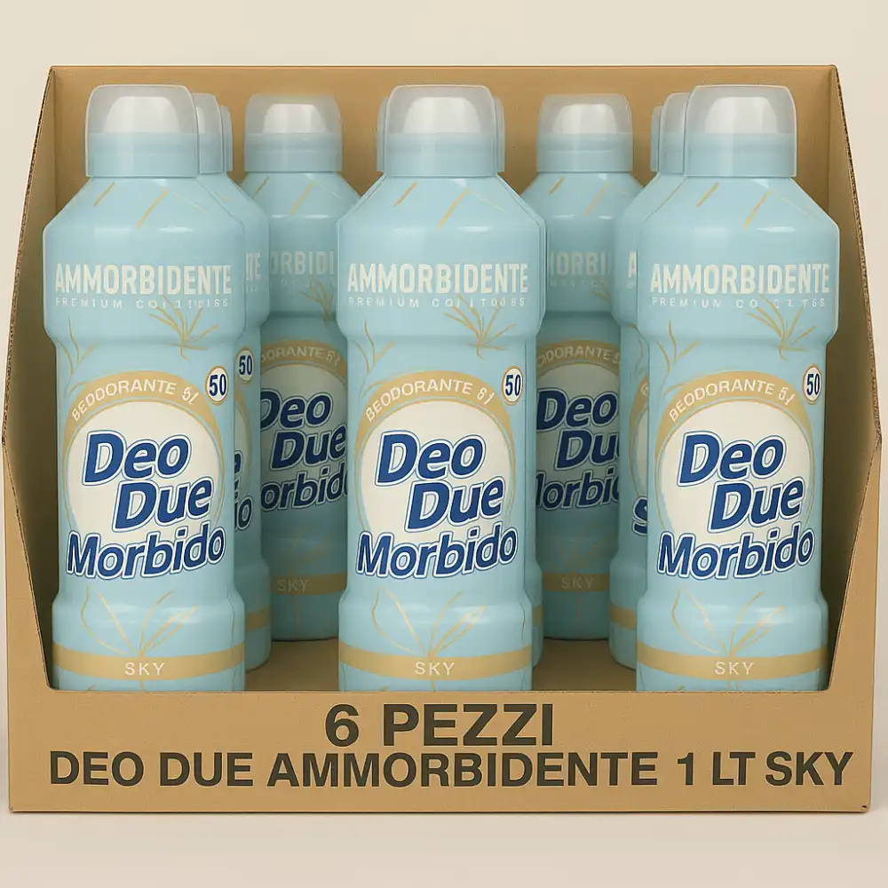 6x Ammorbidente Deo Due Morbido Sky 1L – Profumazione Fresca, 50 Lavaggi