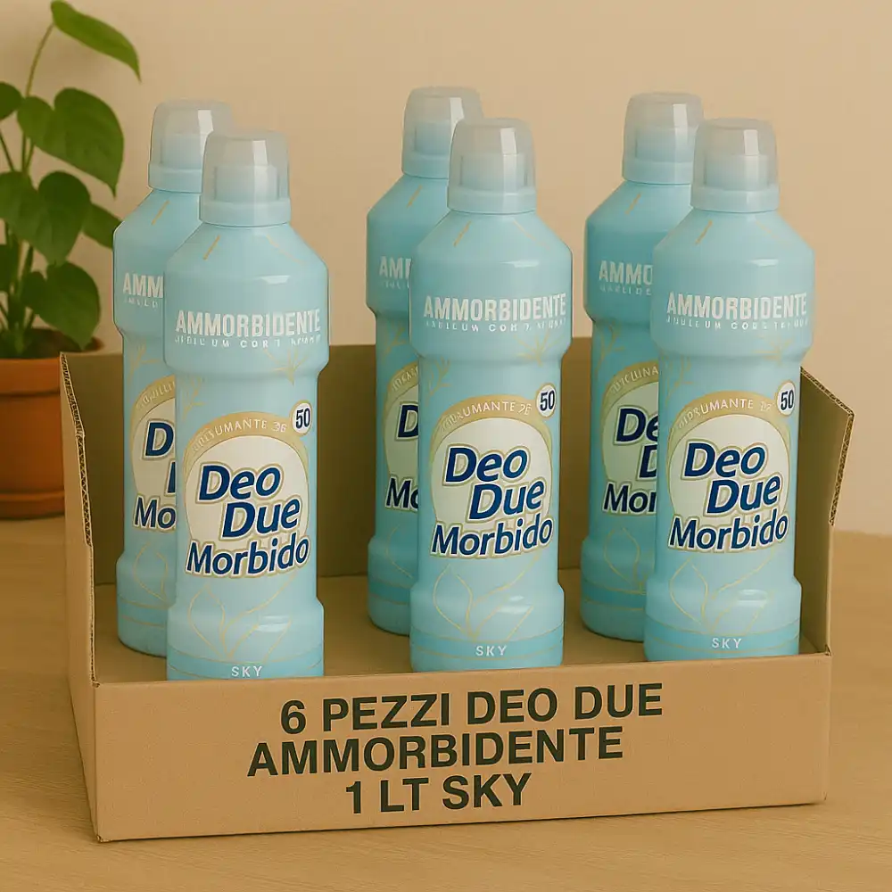 6x Ammorbidente Deo Due Morbido Sky 1L – Profumazione Fresca, 50 Lavaggi