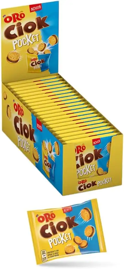 Oro Ciok Pocket 800g (20x40g) –Biscotti Ripieni di Crema al Latte–No Conservanti