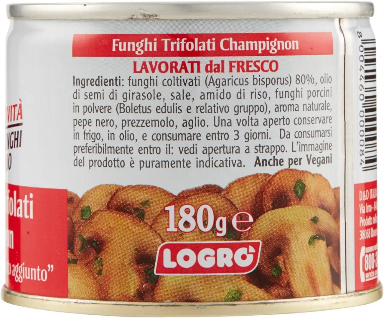 D’Amico Logro Funghi Champignon Trifolati 12x180g – Lavorati dal Fresco