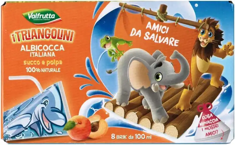 6X Triangolini Succo di Albicocca per Bambini 100% Naturale 8x100ml Box