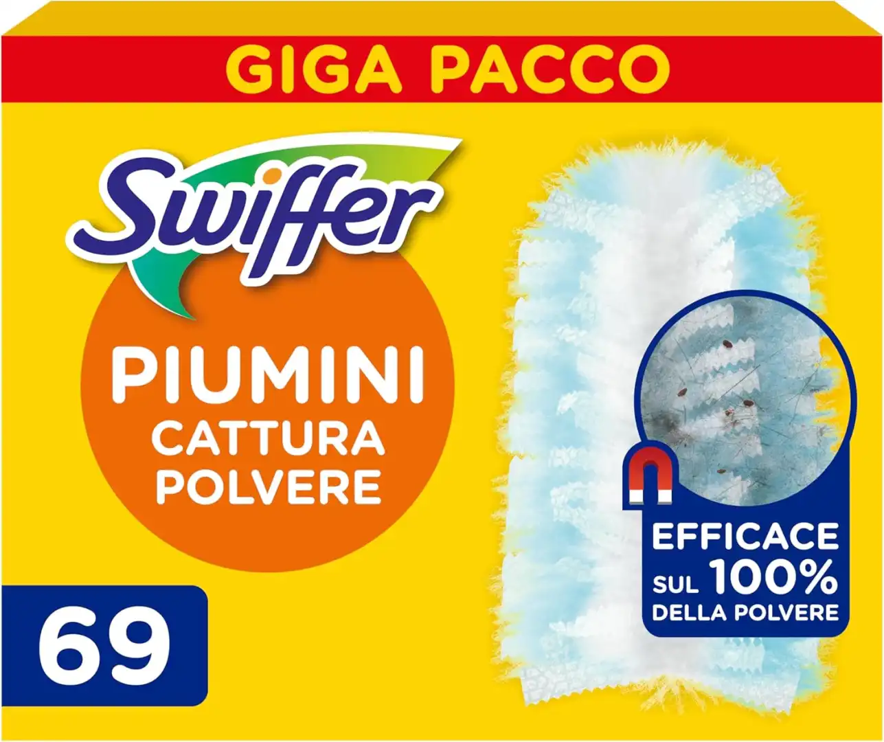 Swiffer Duster Piumini Cattura Polvere 69pz Giga Formato Casa Angoli