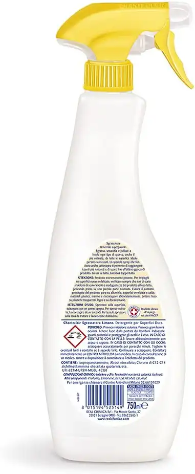 Chanteclair Sgrassatore Universale Limone Spray 750ml + 2 Ricariche Pulizia Casa