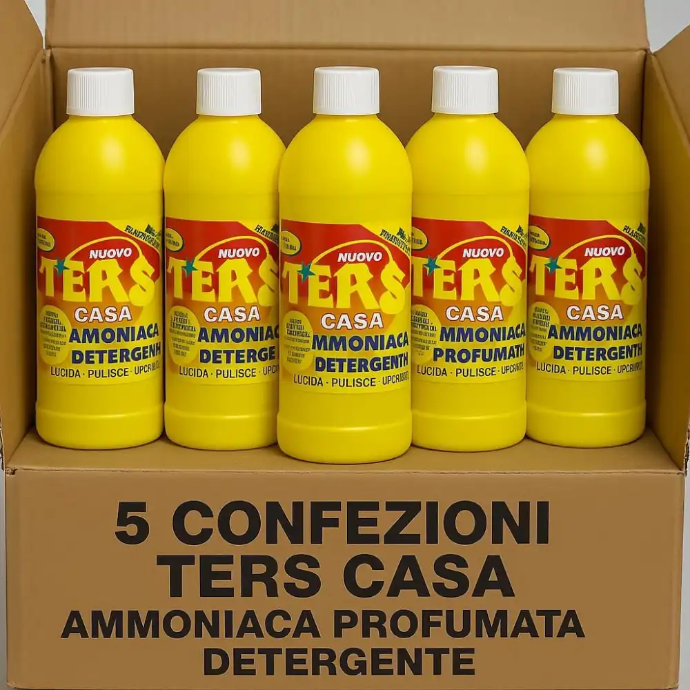 5x TERS Casa Ammoniaca Profumata 1L Detergente Multiuso Vetri Ceramica Superfici