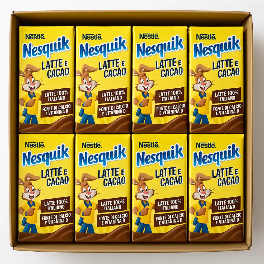 8x Bevanda Nesquik Latte e Cacao 200 ml con Cacao Senza Glutine