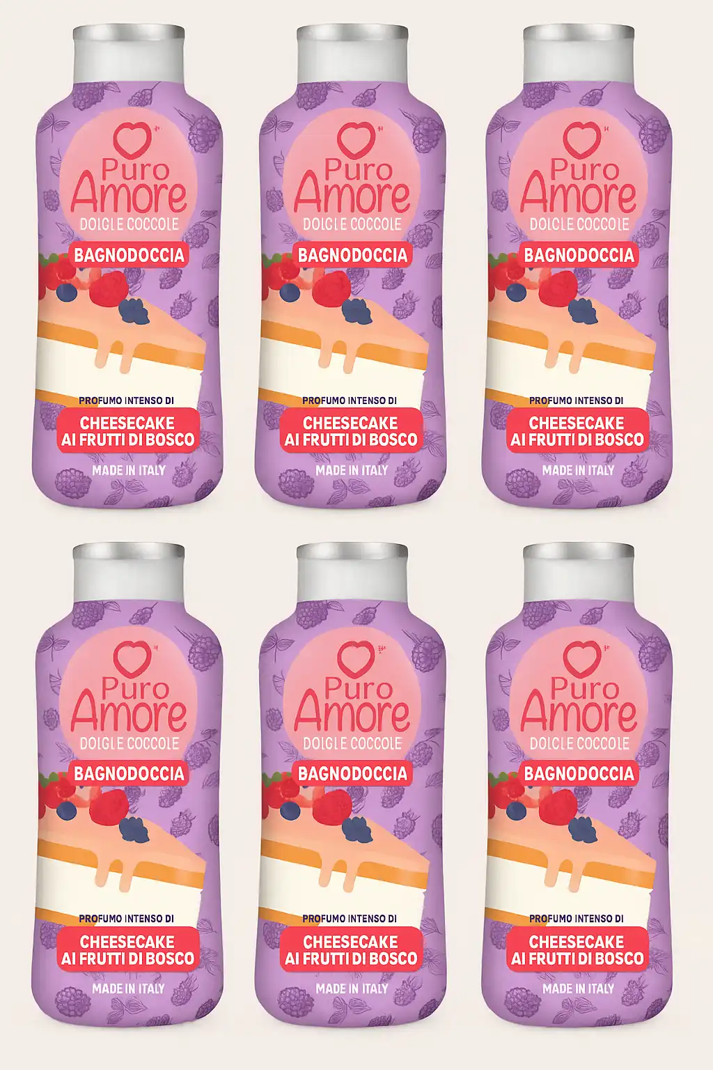 6 PEZZI PURO AMORE BAGNOSCHIUMA 650ML CHEESECAKE 8051166651638