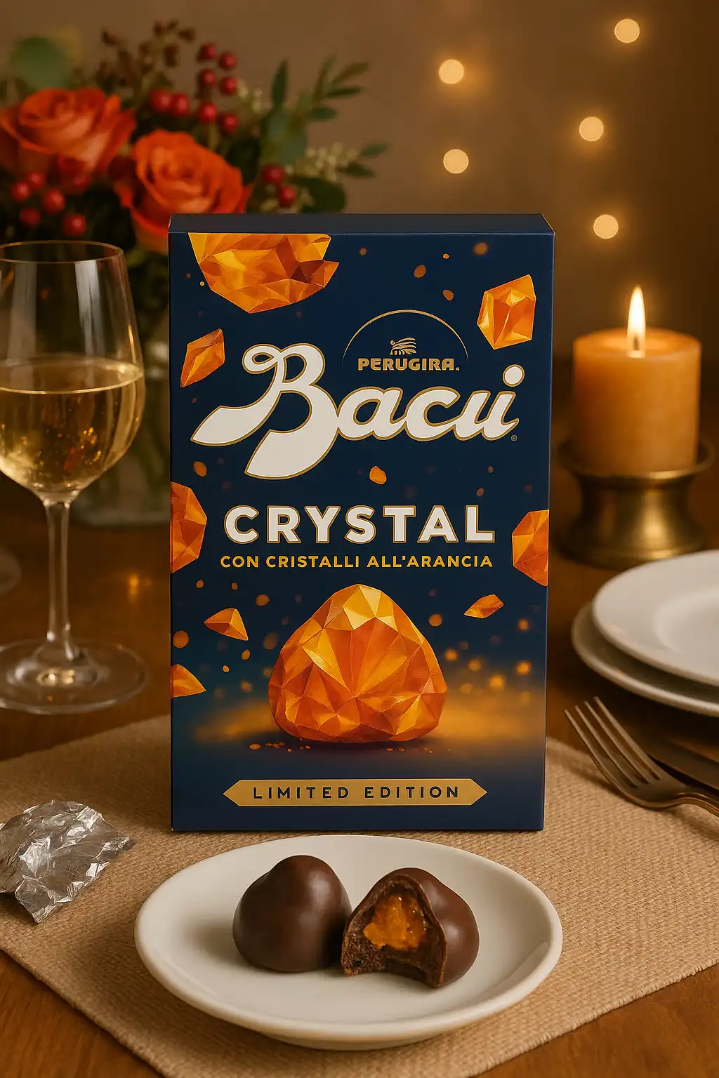 Baci Perugina Crystal 150g Cioccolatini Fondenti Arancia Ripieni Gianduia