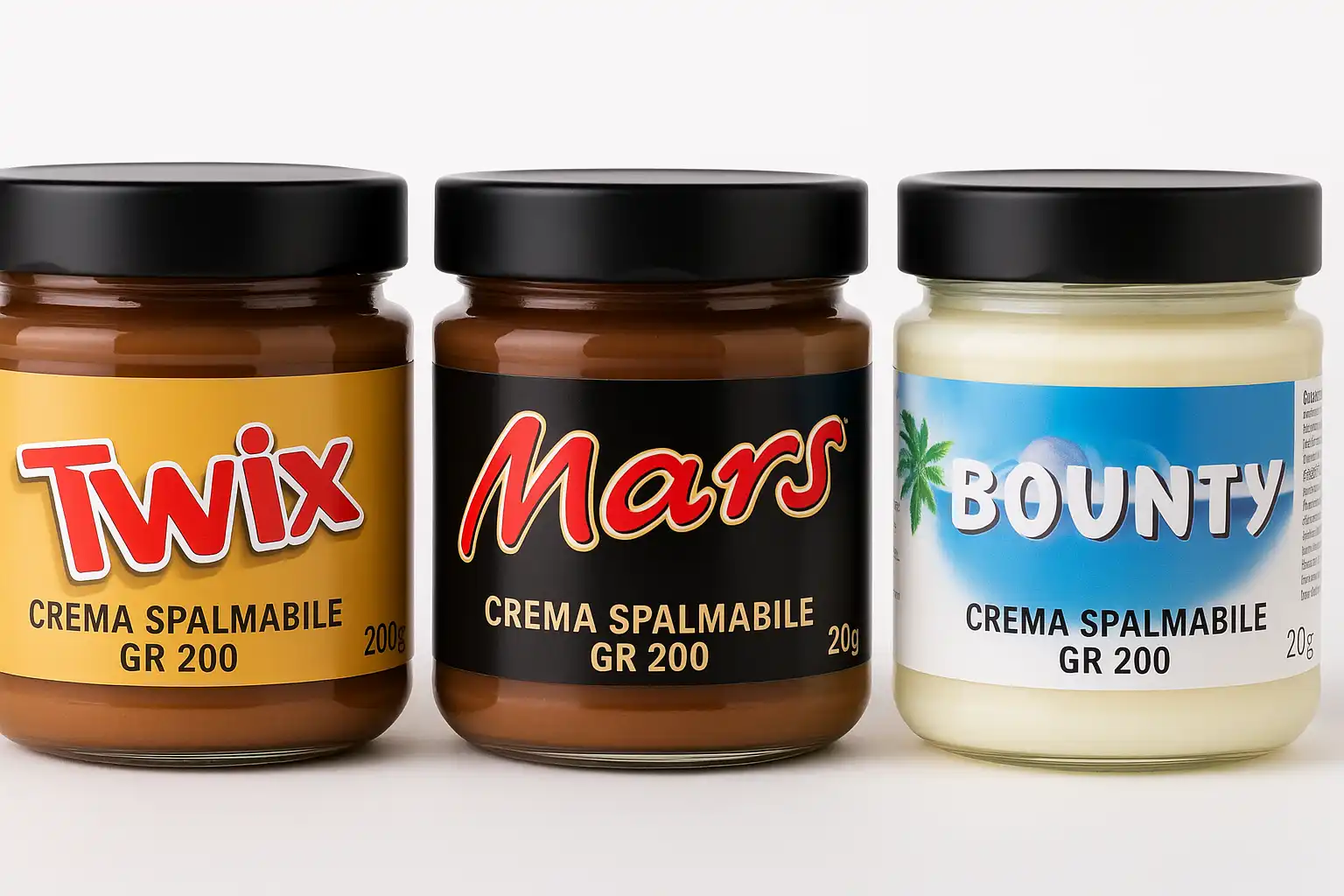 Set 3 Creme Spalmabili 200g Mars Twix Bounty – Golose, Cremose e Irresistibili