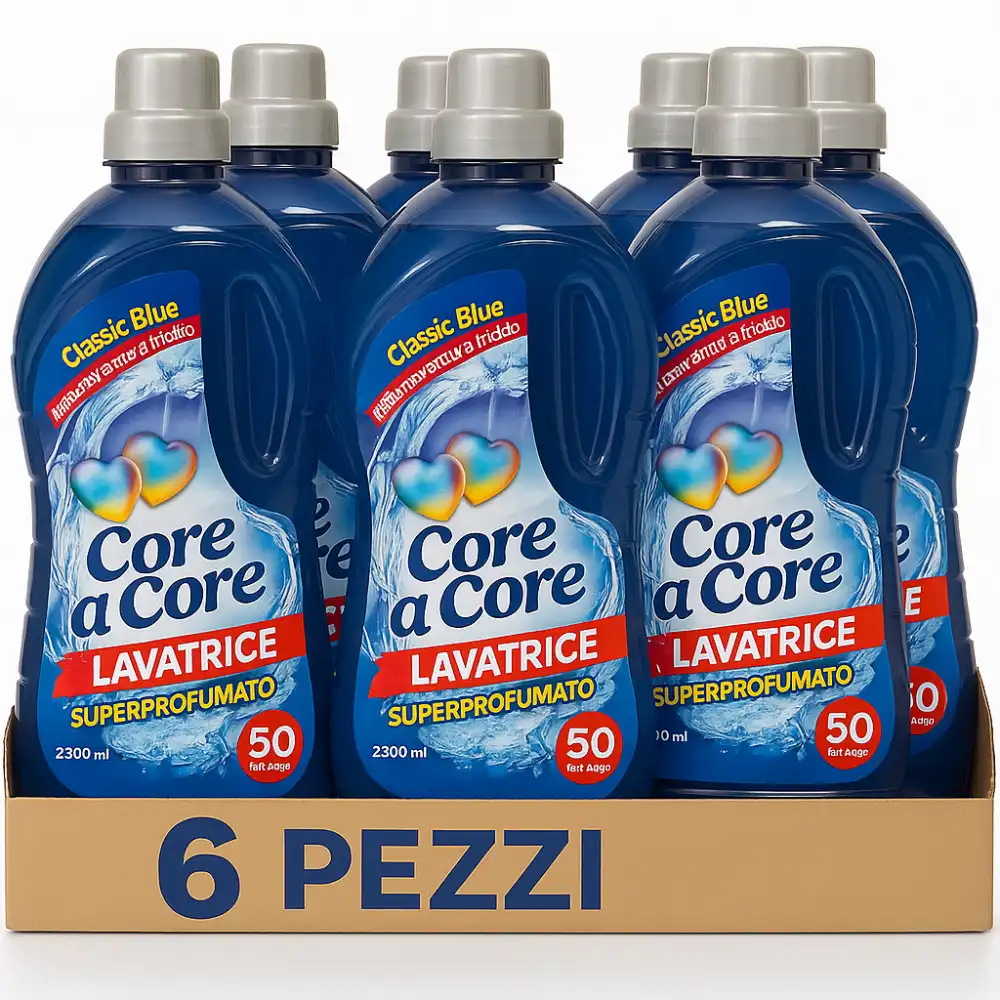 6 x Core a Core Lavatrice Classic Blue Detersivo Liquido Superprofumato 2300 ml