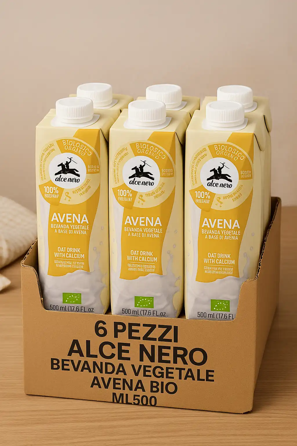 6x Bevanda Vegetale Avena Bio 500ml–100% Vegetale Fonte di Calcio Senza Zuccheri