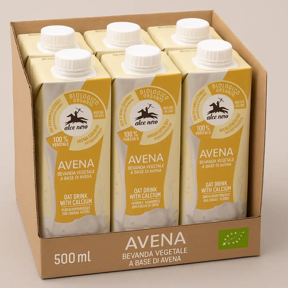 6x Bevanda Vegetale Avena Bio 500ml–100% Vegetale Fonte di Calcio Senza Zuccheri