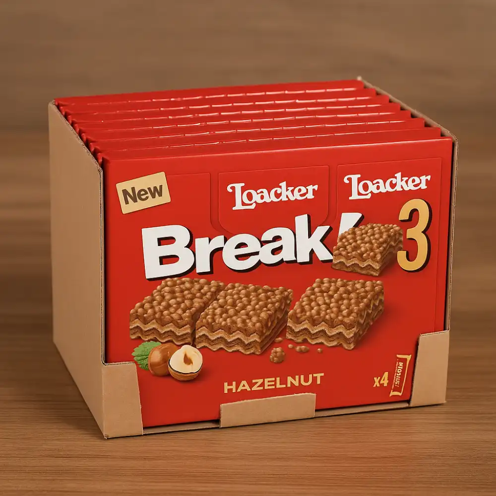 10x Loacker Break3 Barrette Croccanti con Crema Nocciole e Friabili Crispies