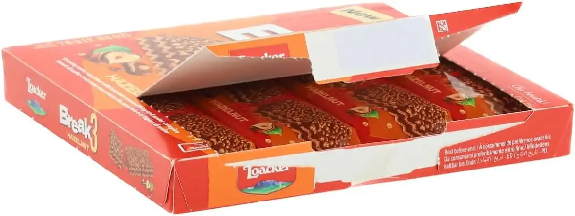 10x Loacker Break3 Barrette Croccanti con Crema Nocciole e Friabili Crispies