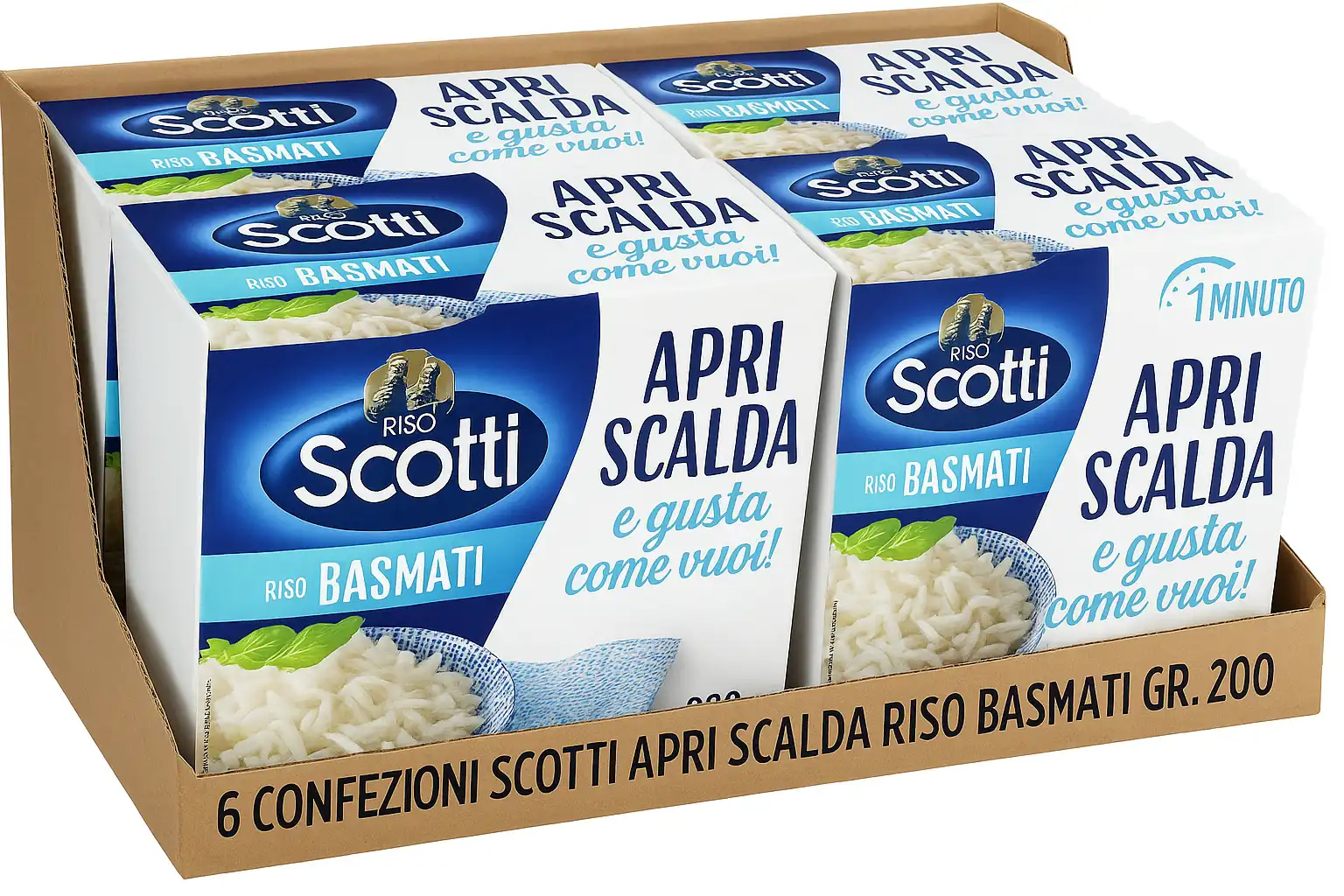 6x Riso Basmati 200g Monoporzione – Pronto in 1 Minuto, Apri Scalda e Gusta