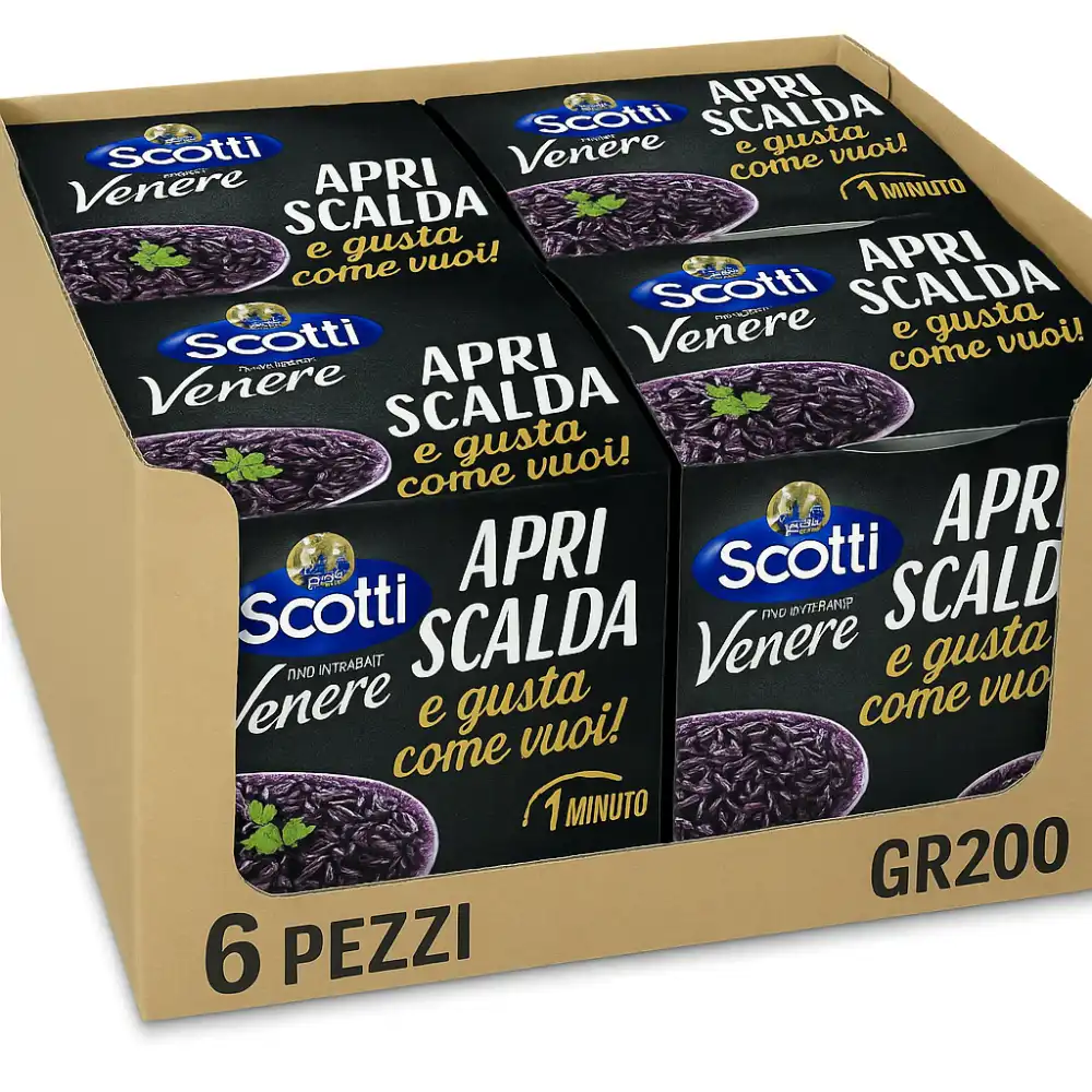 6x Riso Integrale Venere 200g Monoporzione – Pronto in 1 Minuto, Apri Scalda