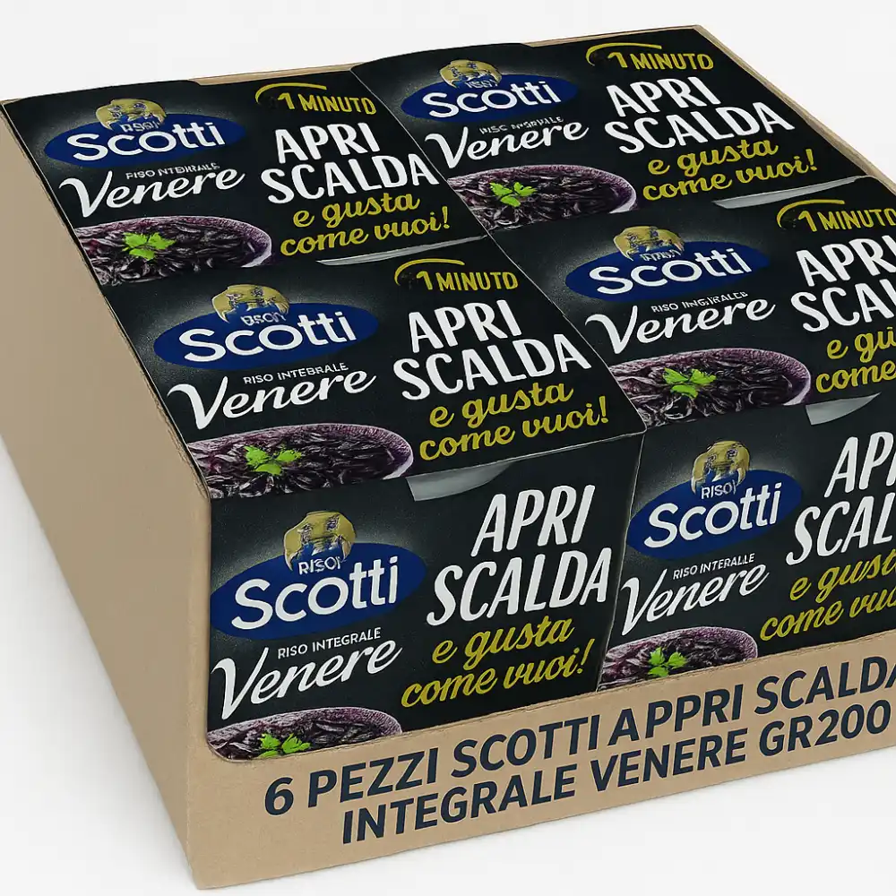 6x Riso Integrale Venere 200g Monoporzione – Pronto in 1 Minuto, Apri Scalda