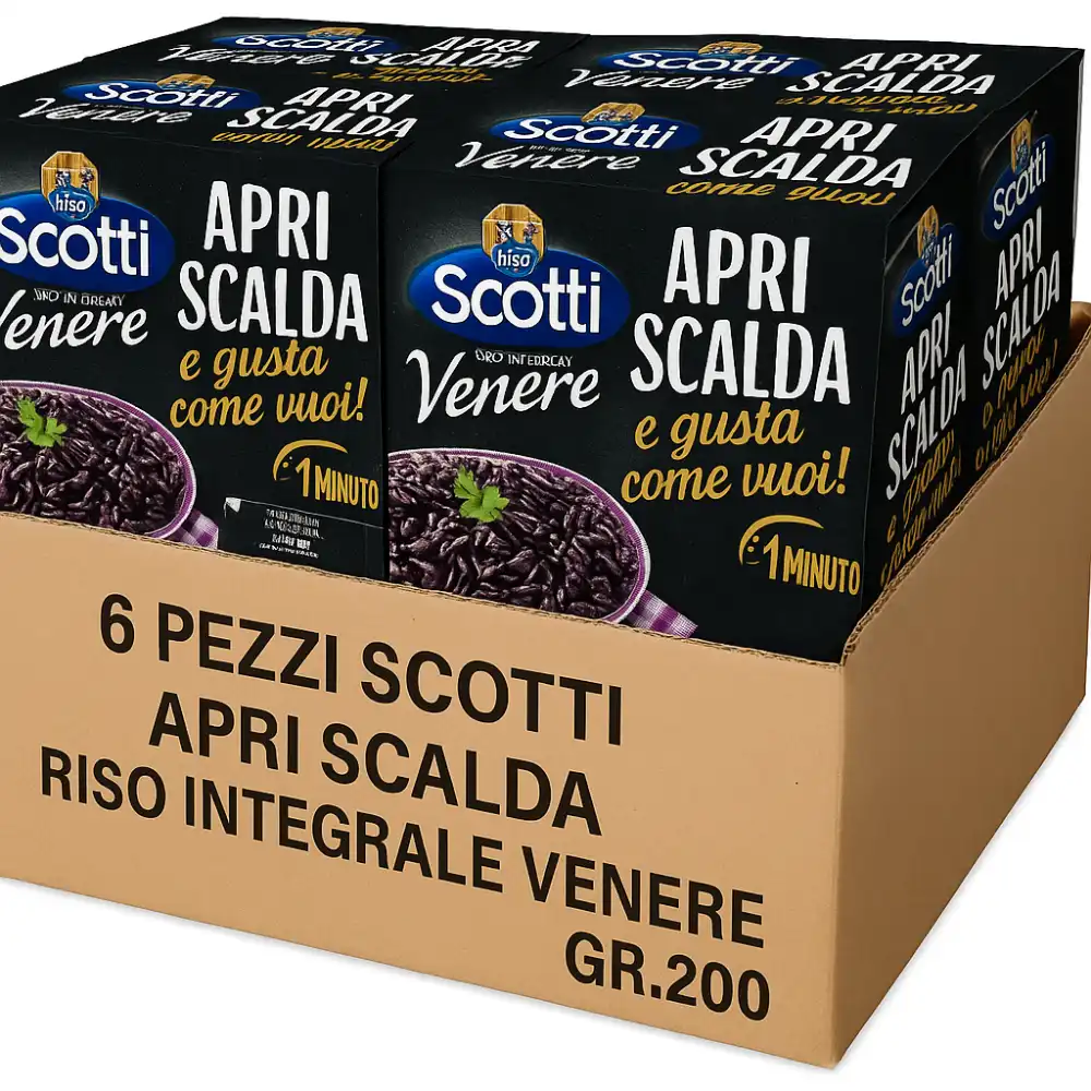 6x Riso Integrale Venere 200g Monoporzione – Pronto in 1 Minuto, Apri Scalda