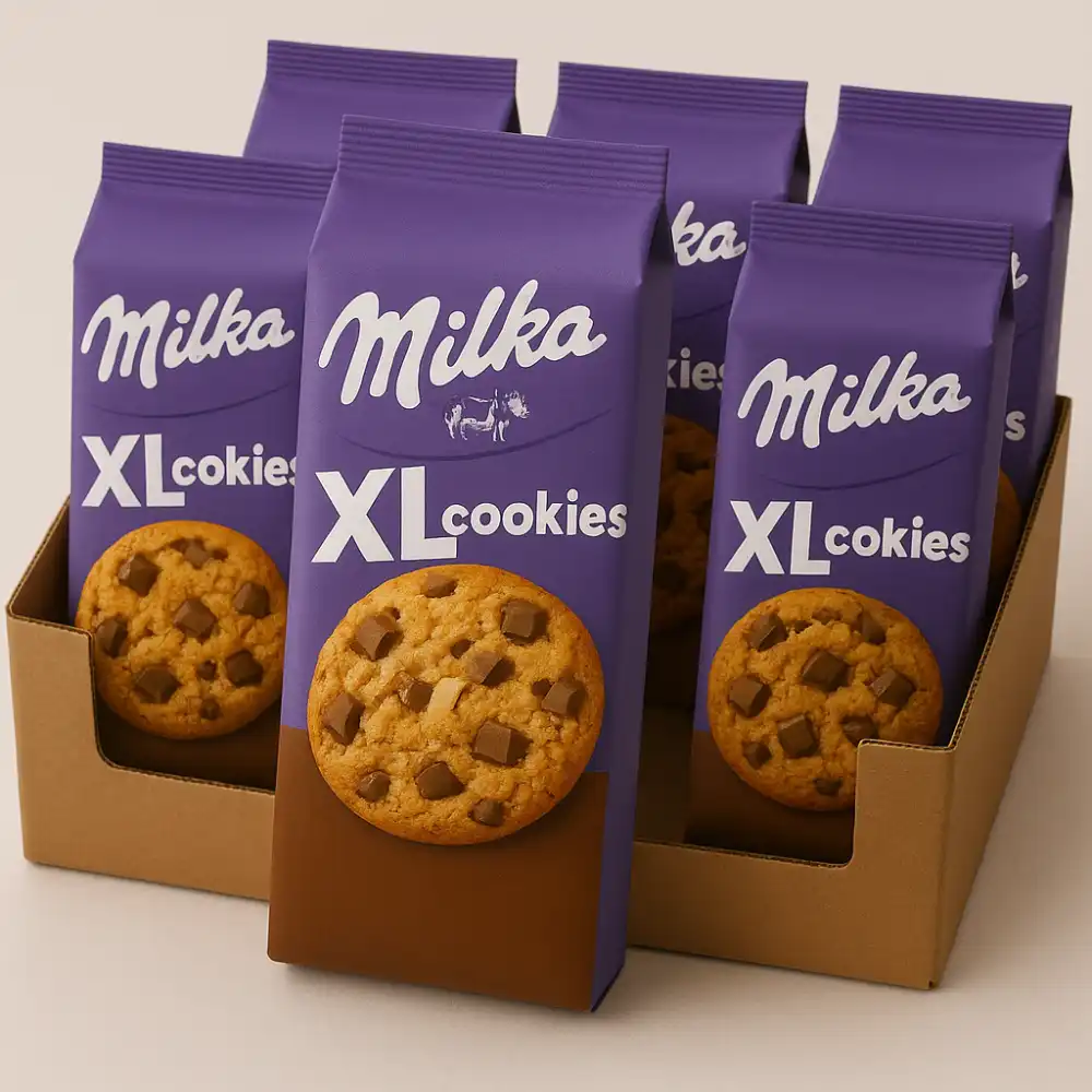 Milka XL Cookies Choco Confezione da 5 PZ Biscotti Gocce di Cioccolato al Latte