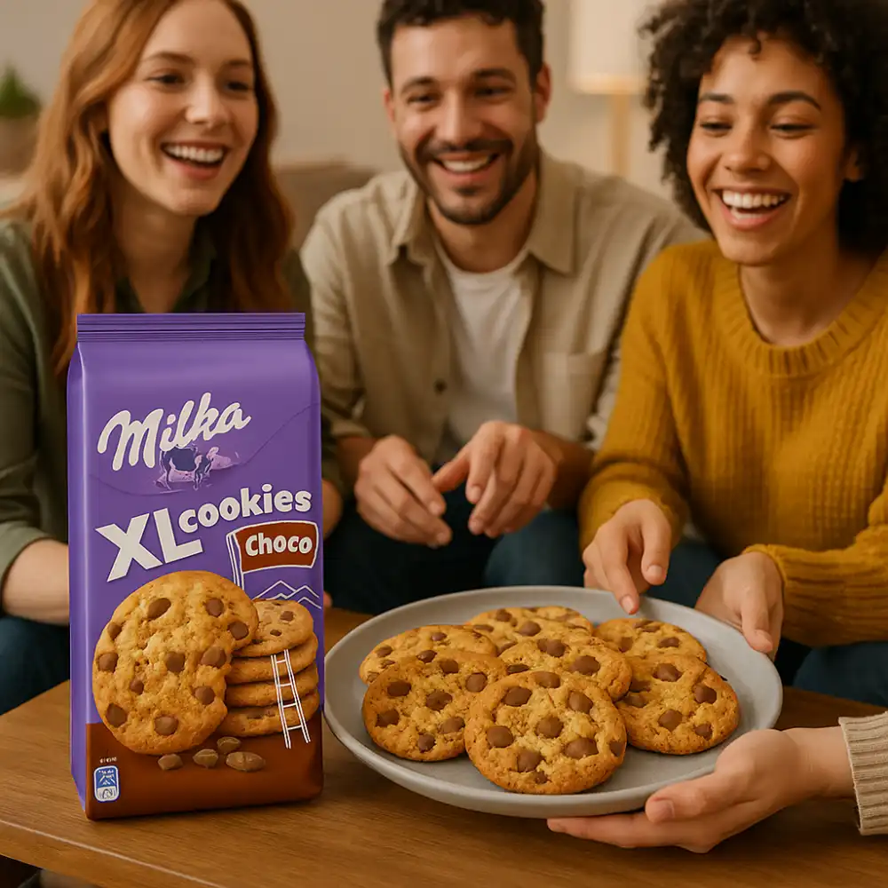 Milka XL Cookies Choco Confezione da 5 PZ Biscotti Gocce di Cioccolato al Latte