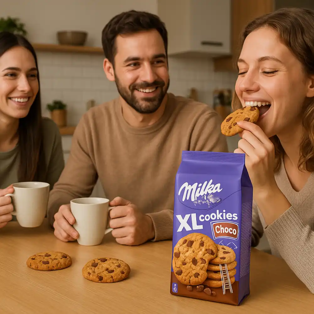 Milka XL Cookies Choco Confezione da 5 PZ Biscotti Gocce di Cioccolato al Latte