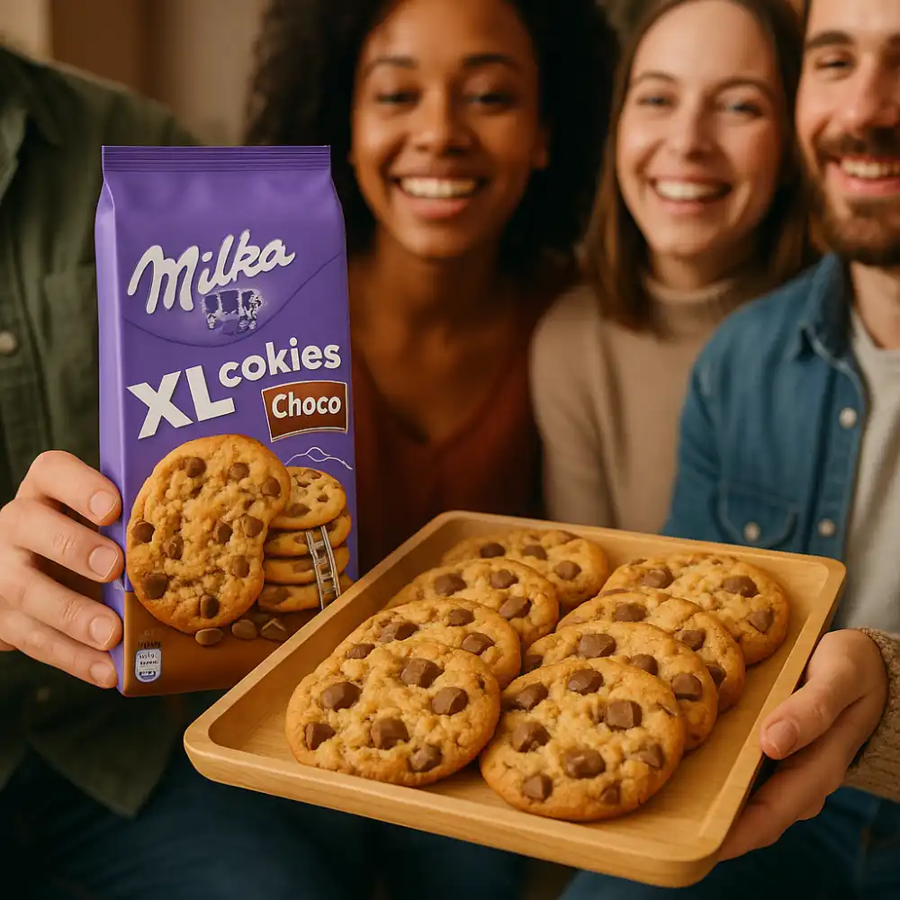 Milka XL Cookies Choco Confezione da 5 PZ Biscotti Gocce di Cioccolato al Latte