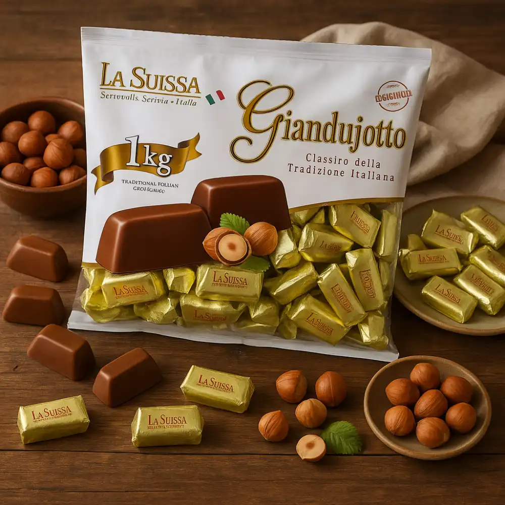 Gianduiotti Classici La Suissa 1kg - Incartati in Carta Dorata - Senza Glutine