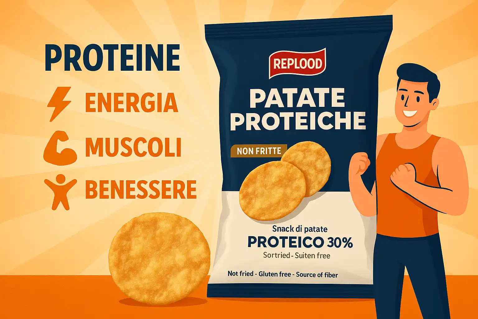 6x Snack Patate Proteiche 40g – 30% Proteine, Non Fritte, Vegan, Senza Glutine